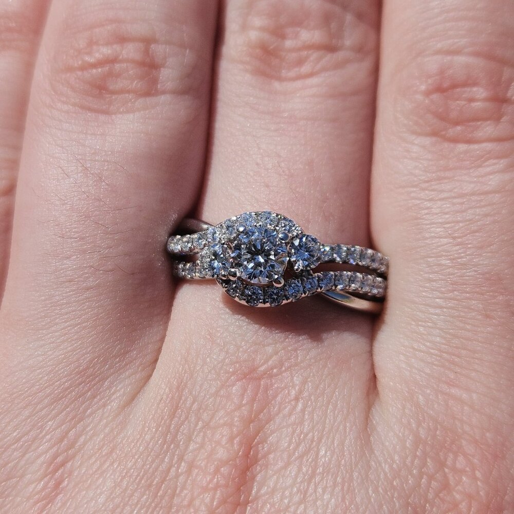14K White Gold LEO Diamond Bypass Engagement Ring Band 1.23TCW 5.6 Gram Size 10